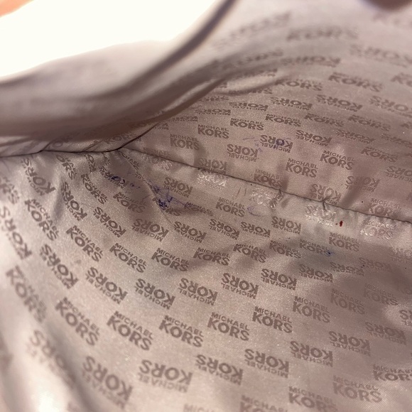 Michael Kors MK Signature Tote Shoulder Handbag Purse Tan Gold Jet Set - Picture 12 of 16